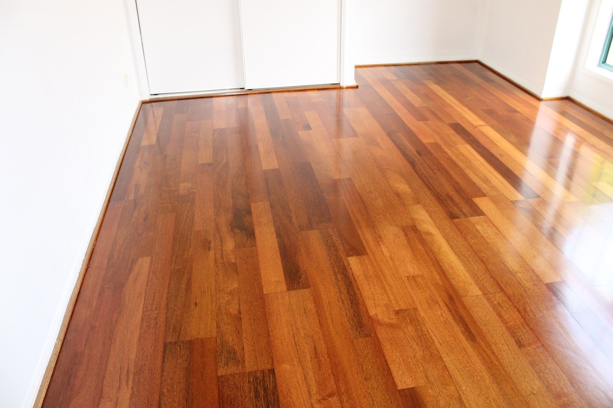 floor sanding and polishing Merbau Engineered timber flooring Benowa Waters Gold Coast QLD third coat